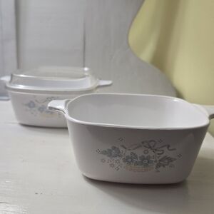 Set Of 2 Vtg Corning Ware Country Cornflower Casserole Dish